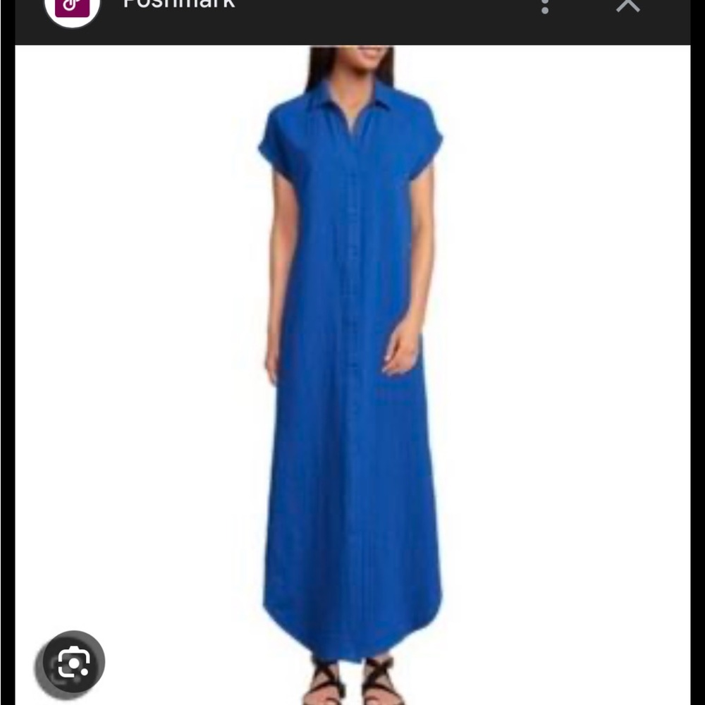 Lands End medium women’s 100% cotton Blue Maxi Dress - Picture 2 of 15
